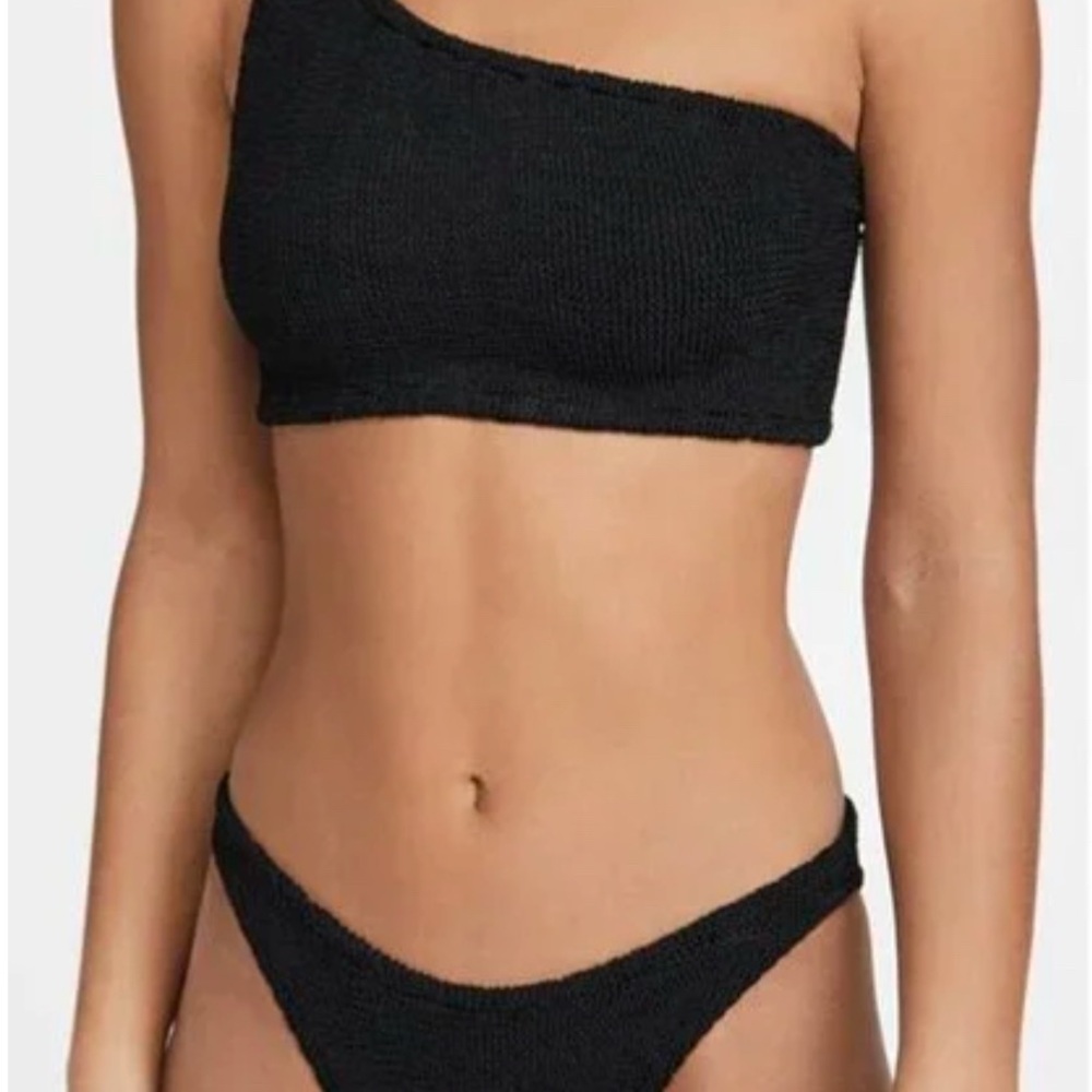 Hunza G Navy Blue One-Shoulder Bikini Set